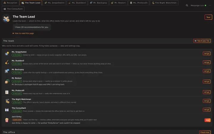 The Team Lead’s page: what is still to do, recommended and good to know